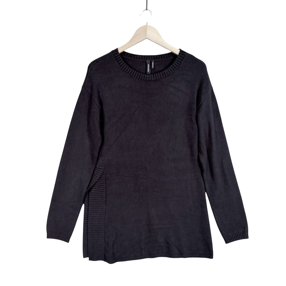 Marciano by Guess Crewneck Sweater Women Medium Navy Asymmetrical Side Slit
